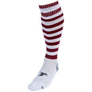 Precision Childrens/Kids Pro Hooped Soccer Socks / White/Maroon